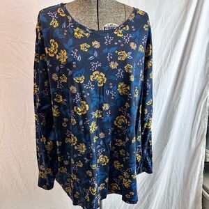Land’s End Blue Floral Long Sleeve Tee 3X